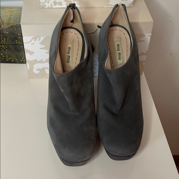 Miu Miu Gray Suede Booties - Picture 2 of 13
